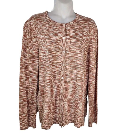 LOFT Outlet Women Sweater Cardigan Size XL Button 100% Cotton Long Sleeve Marled - Picture 1 of 10